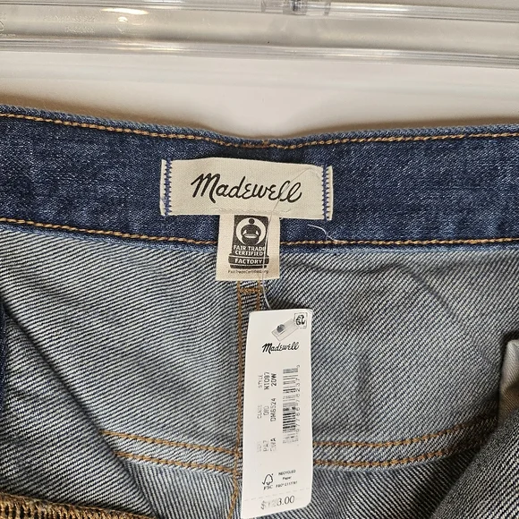 Madewell Plus Size 20W SuperWide High Waisted Full Length Blue Whiskering Jeans - Picture 8 of 16